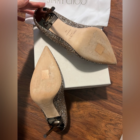JIMMY CHOO Abel 85 antique gold coarse glitter pump - Picture 3 of 6